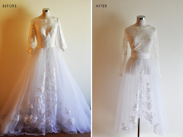 before and after pictures of tulle wedding dress