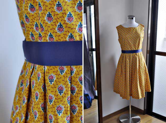 liberty print yellow cotton dress