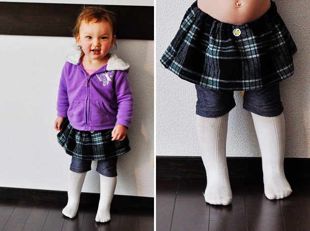 plaid wool skirt for little girl