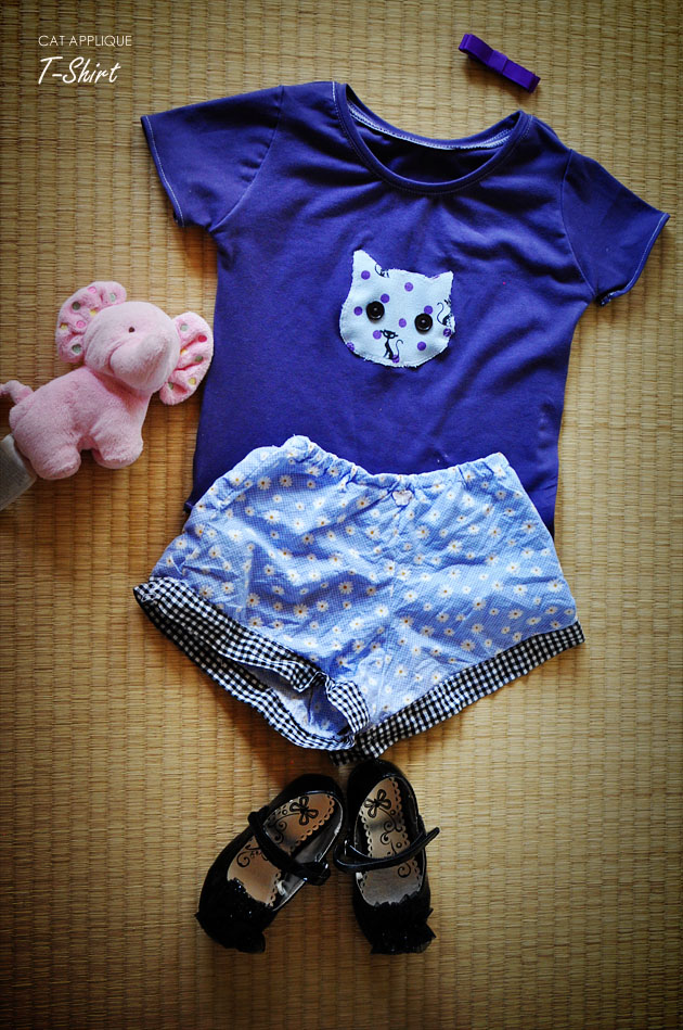 cat applique tshirt