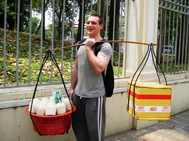 andy selling coconuts