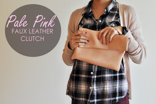 pale pink faux leather clutch by vivat veritas