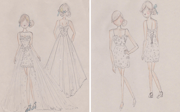 vivat veritas bridal gown sketch for lace mini dress