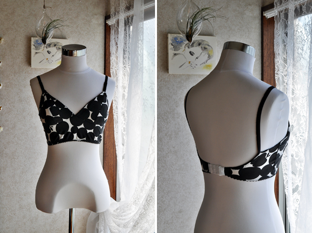 Watson bra by Cloth Habit in Black and White Dots