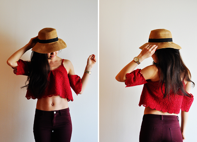 red cropped top vivat veritas