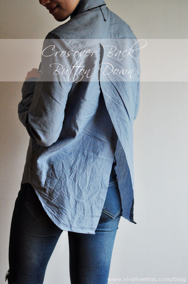 DIY crossover back chambray shirt