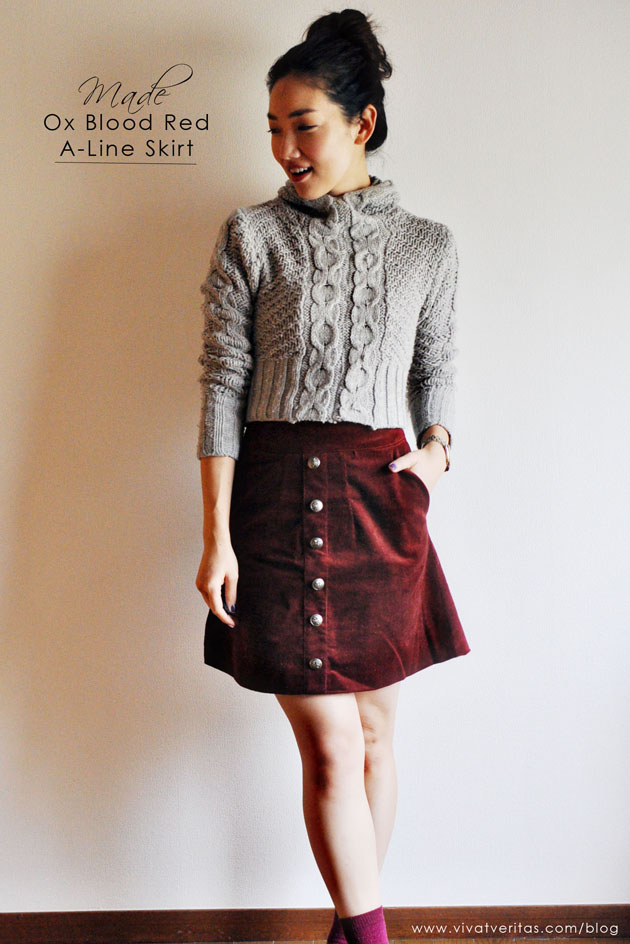 Ox blood red A-line skirt by Vivat Veritas