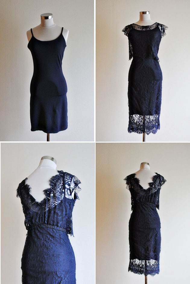 DIYed blue lace dress for wedding