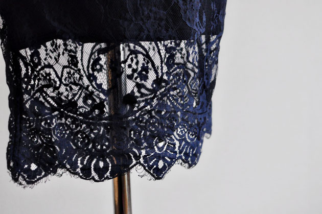 Dainty navy blue lace from Fabric Bistro
