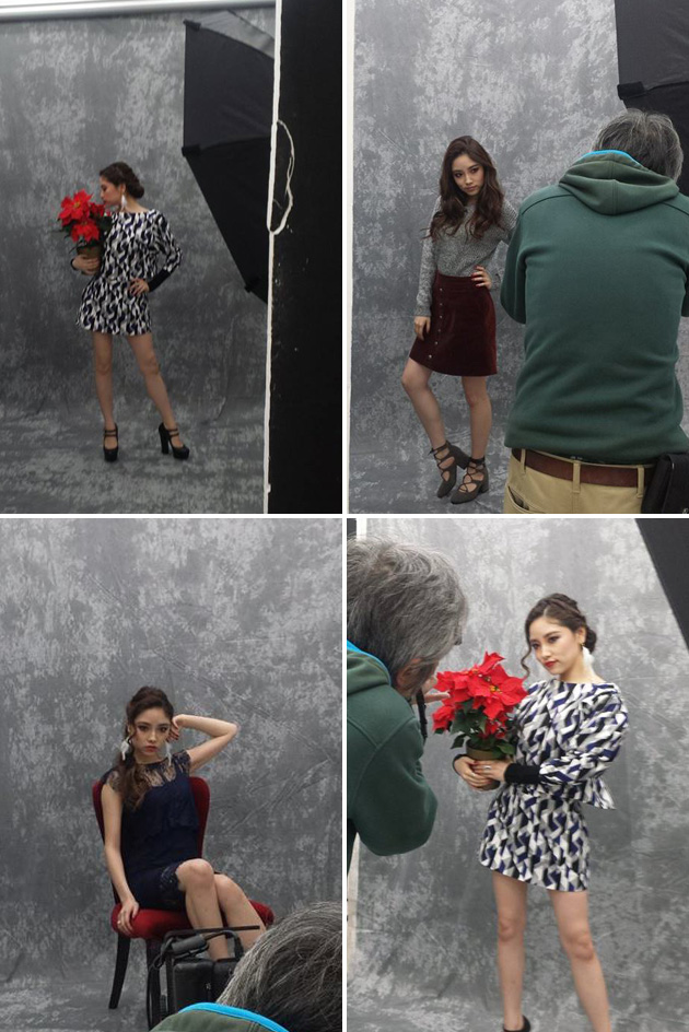 Holiday themed fashion shoot behind the scenes