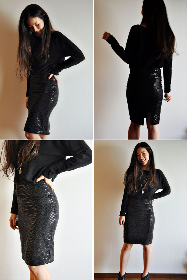 black body con sequin skirt