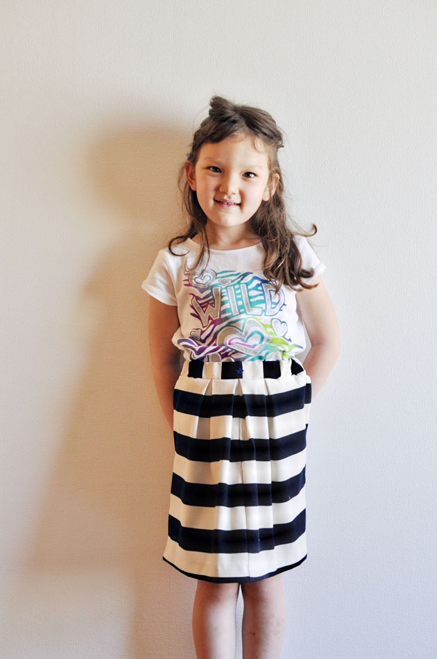 little girls stripes skirt handmade by mommy