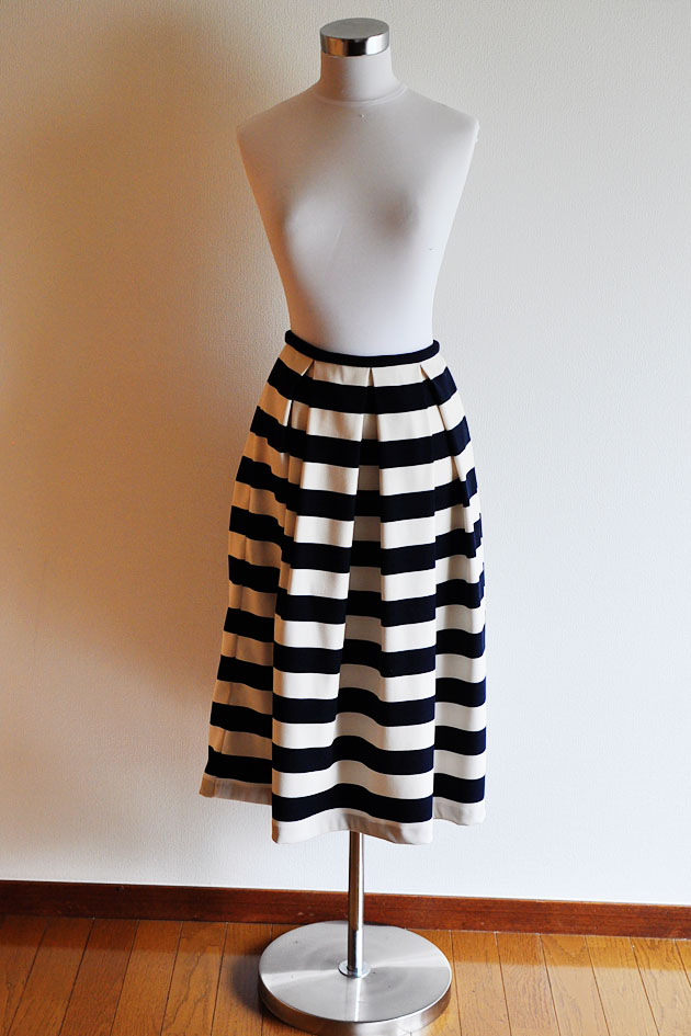 navy and white stripes nautical midi skirt2