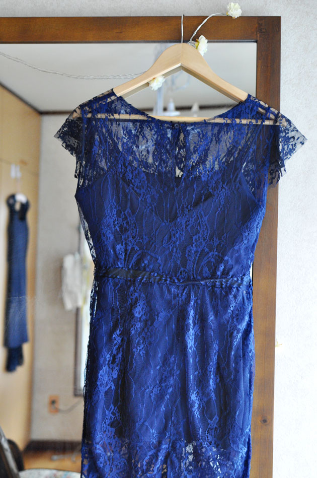 navy blue lace dress with key hole back
