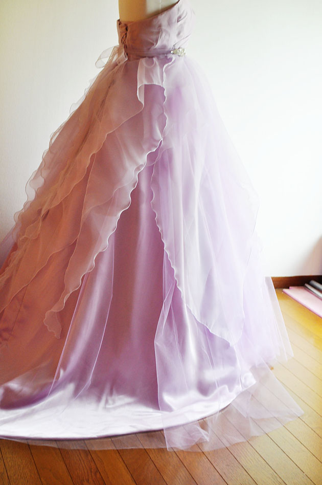 back view of the lavender wedding dress