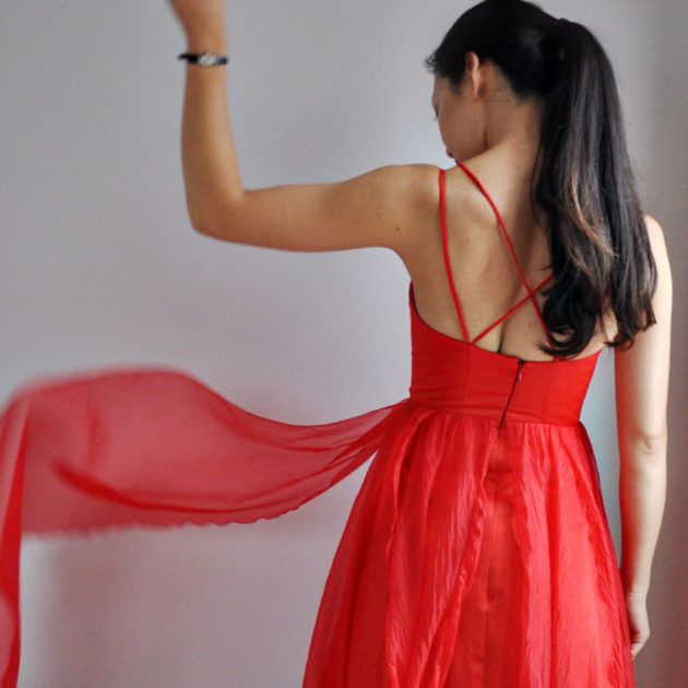 handmade red carpet dress