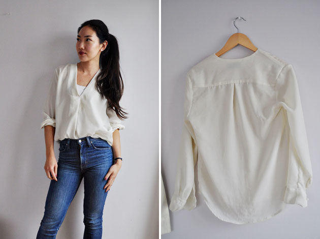 white drape shirt handmade