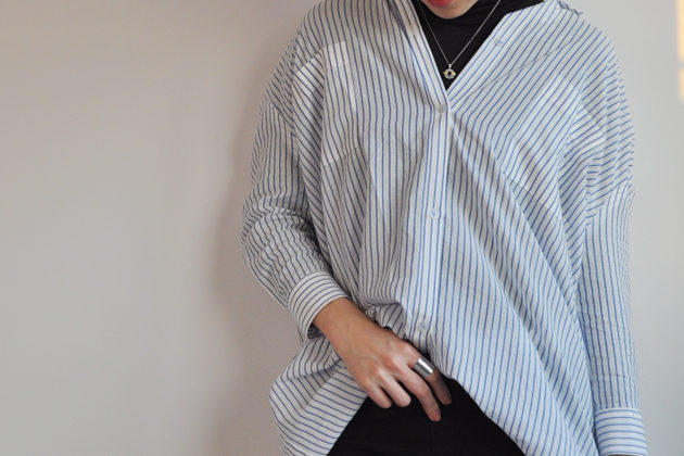 striped oversized button up handmade