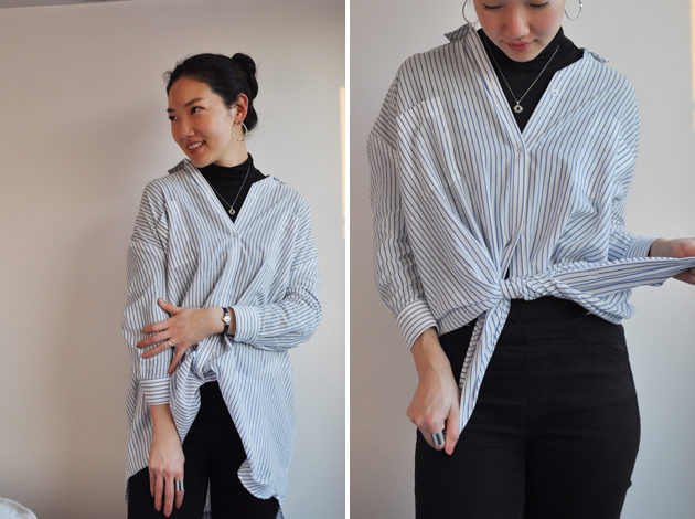 striped oversized button up handmade