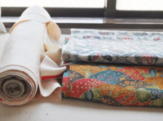 rolls of kimono fabrics