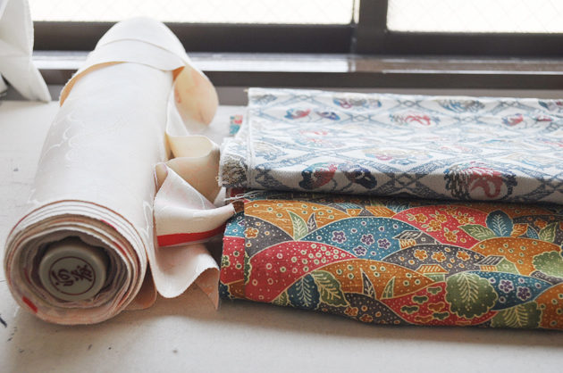rolls of kimono fabrics