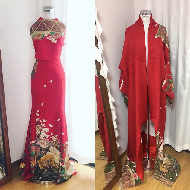 red mermaid kimono dress